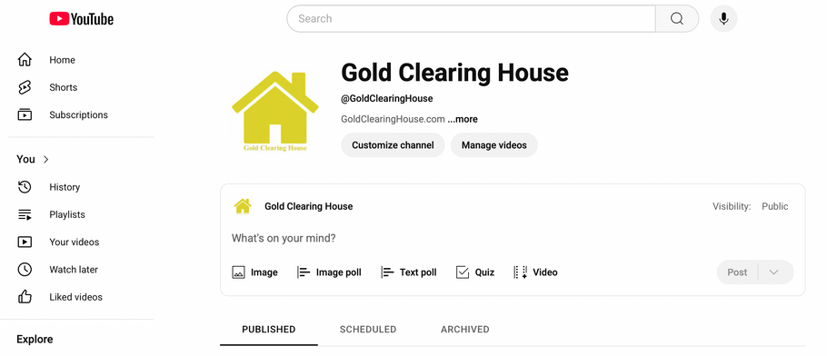 Gold Clearing House Deletes Google YouTube Account