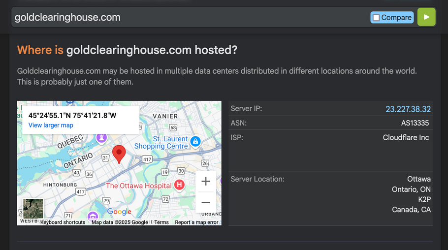 Where is The Gold Clearing House Website Hosted?