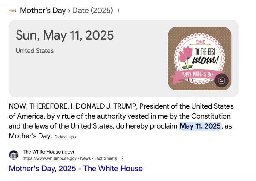 Happy Mother's Day May 11, 2025