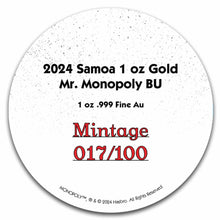 Load image into Gallery viewer, Monopoly Gold Coin Samoa 1 Oz .9999